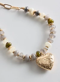 Beaded Charm Heart Necklace