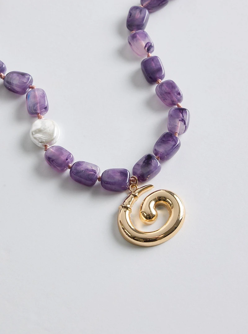 Beaded Charm Swirl Necklace
