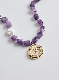Beaded Charm Swirl Necklace