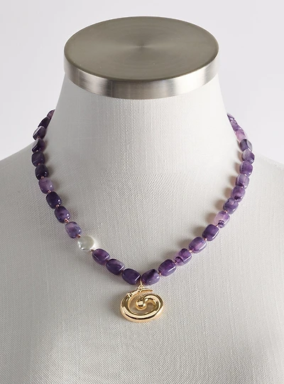 Beaded Charm Swirl Necklace