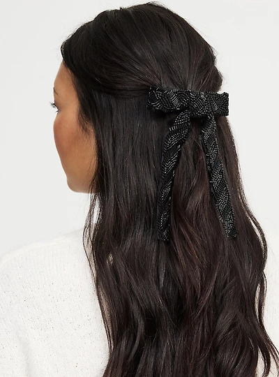 Beaded Bow Barrette