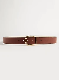 Reversible Faux Leather Buckle Belt