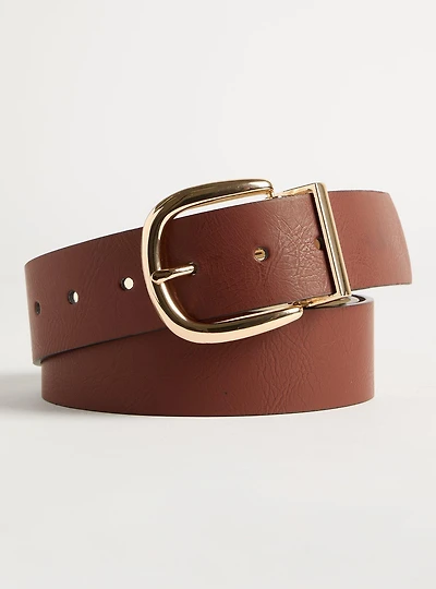 Reversible Faux Leather Buckle Belt