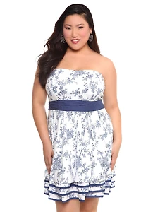 White and Blue Toile Pickup Dress