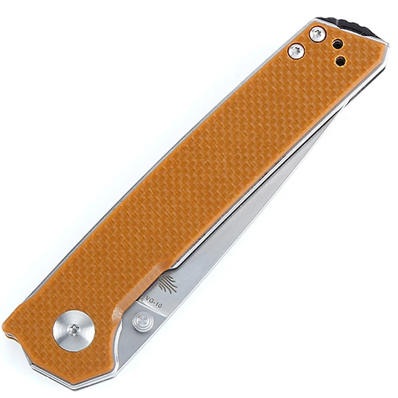 Kizer Vanguard Series Domin Manual Knife Liner Lock Brown G-10 [3.46" Stonewash VG-10] Drop Point V4516A4