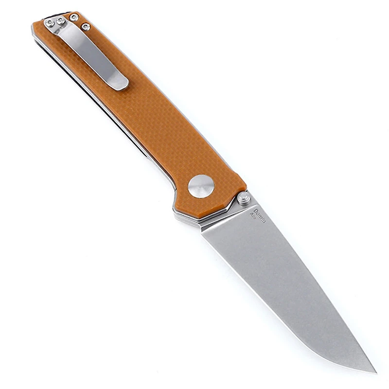Kizer Vanguard Series Domin Manual Knife Liner Lock Brown G-10 [3.46" Stonewash VG-10] Drop Point V4516A4