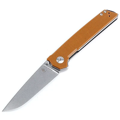 Kizer Vanguard Series Domin Manual Knife Liner Lock Brown G-10 [3.46" Stonewash VG-10] Drop Point V4516A4