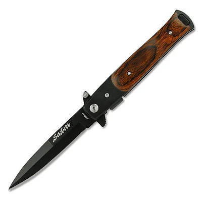 Brown Stiletto AO Pocket Knife Black Blade (Large)