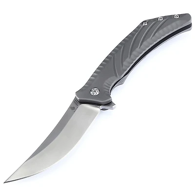 Kizer Nomad Manual Knife Frame Lock Gray Titanium [3.75" Satin S35VN] Trailing Point Ki4482A1