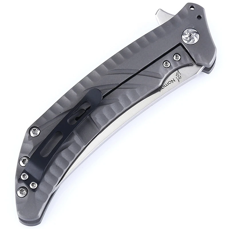 Kizer Nomad Manual Knife Frame Lock Gray Titanium [3.75" Satin S35VN] Trailing Point Ki4482A1