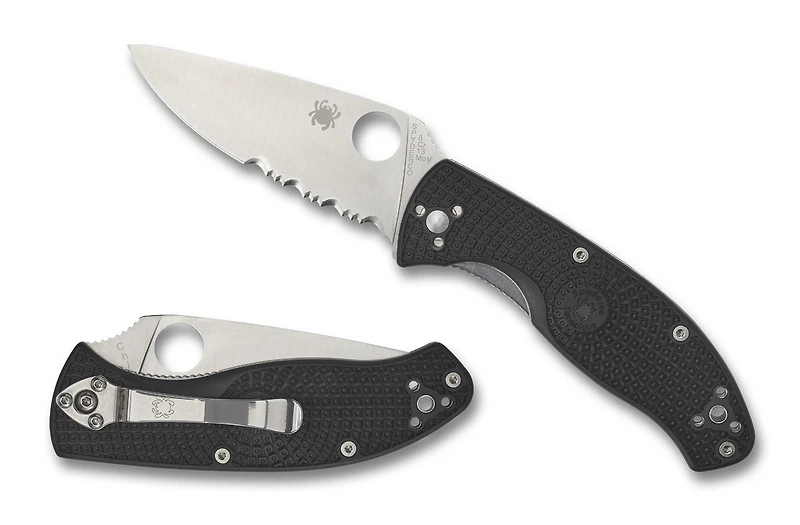 Spyderco Tenacious Folding Knife Liner Lock Black FRN [3.39" Satin Serrated 8Cr13MoV] C122PSBK