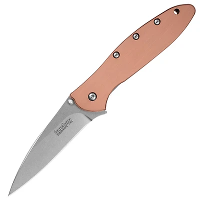 Kershaw Leek Spring Assisted Knife Copper [3.00" Stonewash CPM-154] Wharncliffe 1660CU