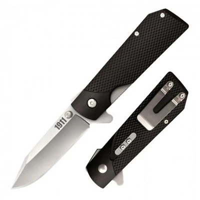 Cold Steel 1911 Manual Knife Liner Lock Black Polymer [3.00" Plain Satin 4034SS] Clip Point 20NPJAA