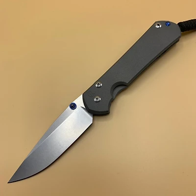 CRK Large Sebenza 31 Plain, Sandblasted Titanium [3.61" Stonewashed MagnaCut] L31-1000