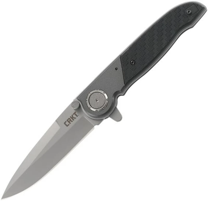 CRKT M40--3 Manual Knife Deadbolt Lock GFN Black [3.50" Bead Blast Plain] Spear Point