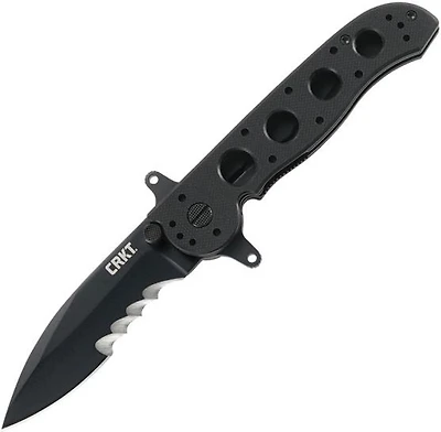 CRKT M21 Manual Knife Liner Lock G-10 Black [3.125" Black Serrated] Spear Point 12SFG