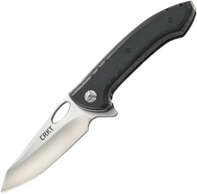 CRKT Avant-Tac Manual Knife Liner Lock Black G-10 [3.625" Plain Satin] Drop Point 5820