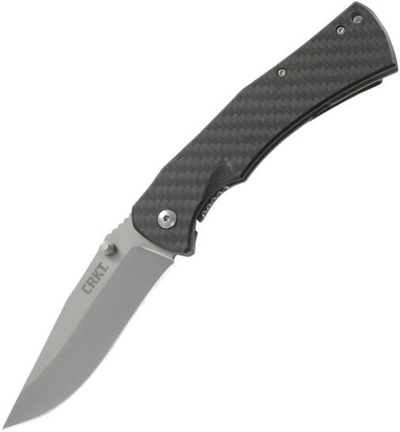 CRKT Xan Spring Assisted Knife Frame Lock Black Carbon Fiber [3.625" Plain Bead Blast] Drop Point 2085