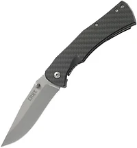 CRKT Xan Spring Assisted Knife Frame Lock Black Carbon Fiber [3.625" Plain Bead Blast] Drop Point 2085