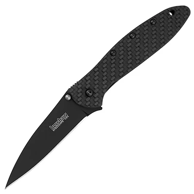 Kershaw Leek Spring Assisted Knife Black Glow Carbon Fiber [3.00" Black CPM-154] Wharncliffe 1660GLCFBLK