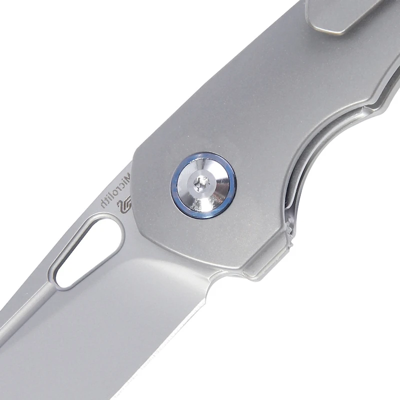 Kizer Microlith Manual Knife Liner Lock Gray Titanium [2.48" Bead Blast S35VN] Drop Point Ki2533A1