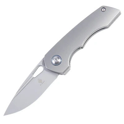 Kizer Microlith Manual Knife Liner Lock Gray Titanium [2.48" Bead Blast S35VN] Drop Point Ki2533A1