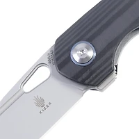 Kizer Microlith Manual Knife Liner Lock Black Carbon Fiber [2.48" Bead Blast S35VN] Drop Point Ki2533A2