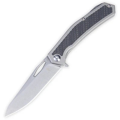 Kizer Odin Manual Knife Frame Lock Black Carbon Fiber/Titanium [3.98" Stonewash S35VN] Drop Point Ki5523