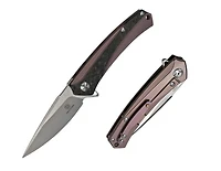 Defcon Barracuda Manual Knife Frame Lock Red Titanium/Carbon Fiber [3.5" Plain Satin D2] TF3330-3