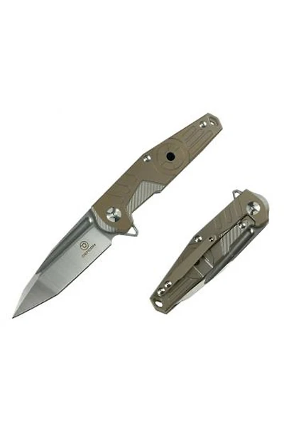 Defcon Radioactive Manual Knife Frame Lock Bronze Titanium [3.25" Plain Stonewash D2] TF3333