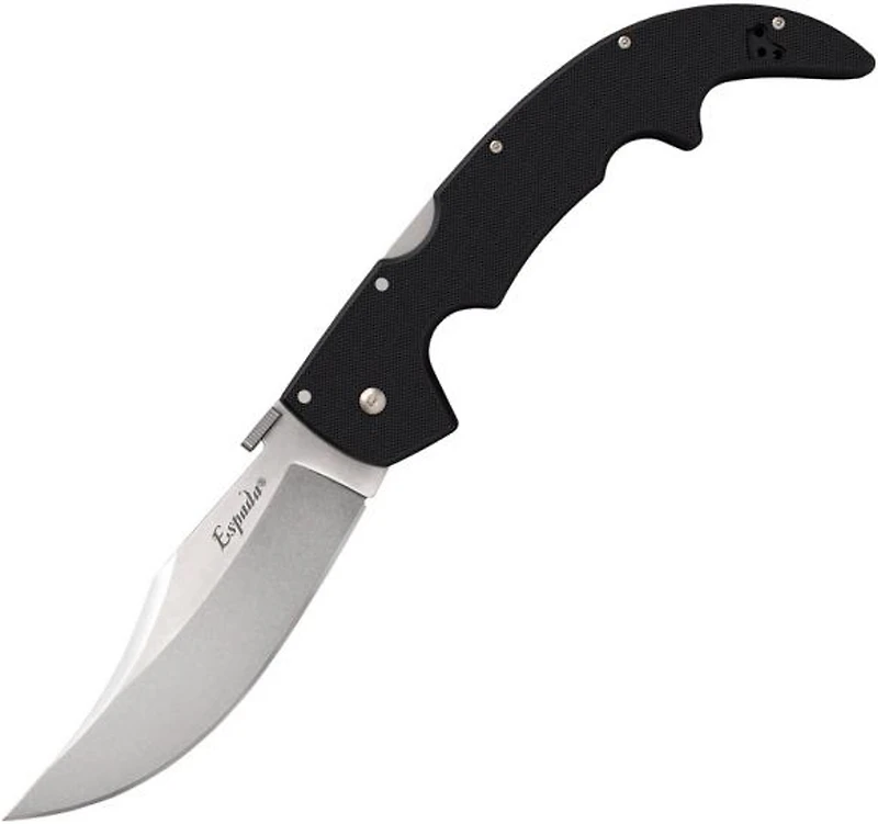 Cold Steel Large Espada Manual Knife Lockback Black G-10 [5.50" Plain Stonewash AUS-10A] Trailing Point 62MGB