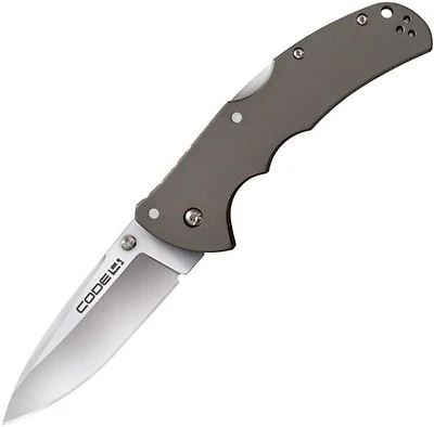 Cold Steel Code 4 Manual Knife Lockback Gray Aluminum [3.50" Plain Satin S35VN] Spear Point CS58PS