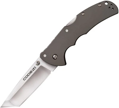 Cold Steel Code 4 Manual Knife Lockback Gray Aluminum [3.50" Plain Satin S35VN] Tanto CS58PT