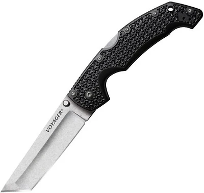 Cold Steel Large Voyager Manual Knife Lockback Black Polymer [4.00" Plain Satin AUS-8A] Tanto 29AT