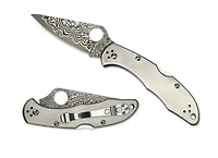 Spyderco Delica 4 Folding Knife Lockback Gray Titanium [2.95" Damascus] C11TIPD