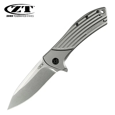 Zero Tolerance 0801 Manual Knife Frame Lock Gray Titanium [3.5" Plain Stonewash] Drop Point 0801