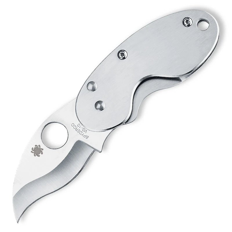 Spyderco Cricket Folding Knife Frame Lock Gray Stainless Steel [1.875" Satin VG-10] Hawkbill C29P