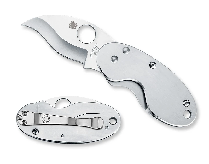 Spyderco Cricket Folding Knife Frame Lock Gray Stainless Steel [1.875" Satin VG-10] Hawkbill C29P