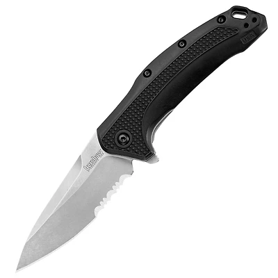 Kershaw Link Spring Assisted Knife Black GFN [3.25" Stonewash Serrated 420HC] 1776ST