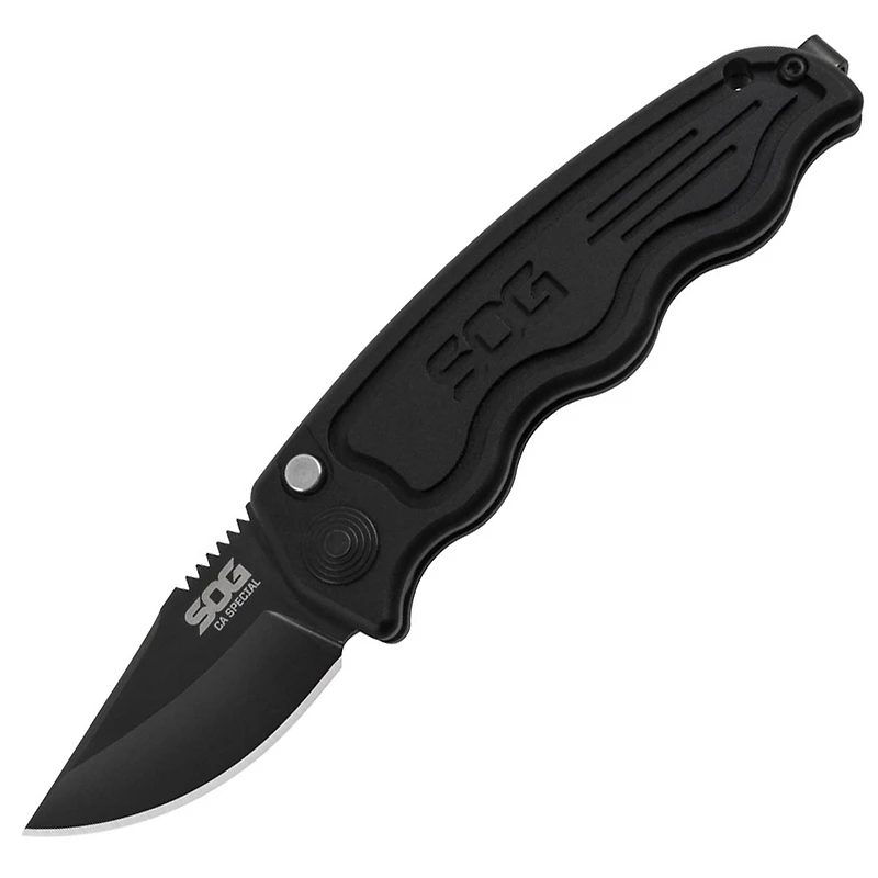 SOG-TAC California Special Automatic Knife Black Aluminum [1.90" Black Plain] ST-14