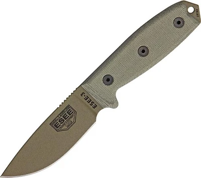 ESEE 3 Fixed Blade Knife Tan Micarta [3.875" Plain Brown]  17705