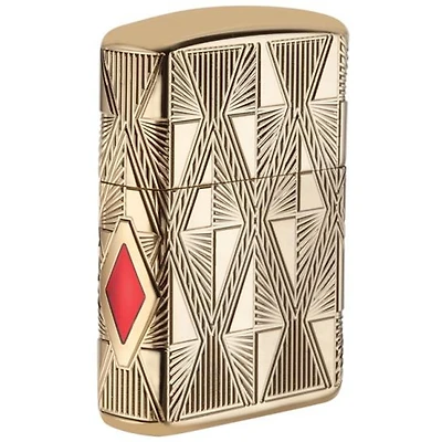 Armor 360 - Gold & Red Diamons Multicut Gold Plated Zippo