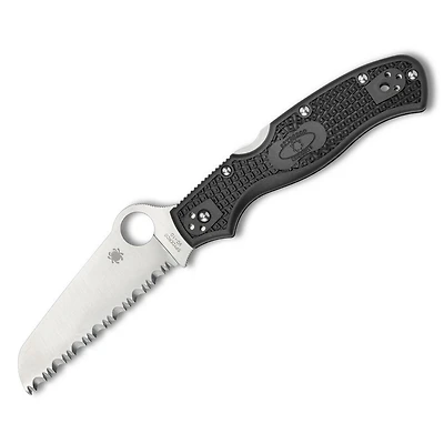 Spyderco Rescue 3 Folding Knife Lockback Black FRN [3.625" Satin Fully Serrated VG-10] Sheepsfoot C14SBK