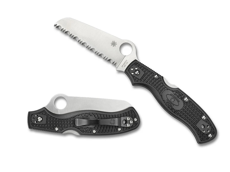 Spyderco Rescue 3 Folding Knife Lockback Black FRN [3.625" Satin Fully Serrated VG-10] Sheepsfoot C14SBK