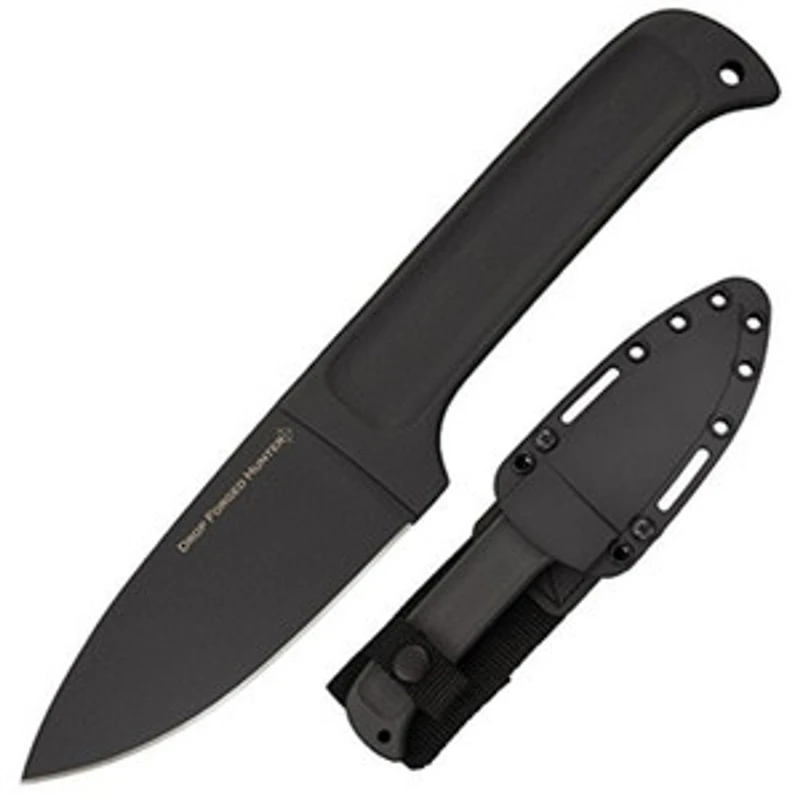 Cold Steel Drop Forged Hunter Fixed Blade Knife Black Steel [3.8" Plain Black] Drop point 36MG
