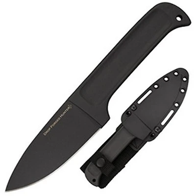 Cold Steel Drop Forged Hunter Fixed Blade Knife Black Steel [3.8" Plain Black] Drop point 36MG