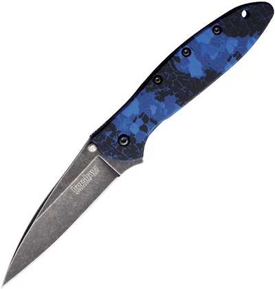 Kershaw Leek Spring Assisted Knife Digital Blue Aluminum  [3.00" Black Stonewash 14C28N] Wharncliffe 1660DBLU