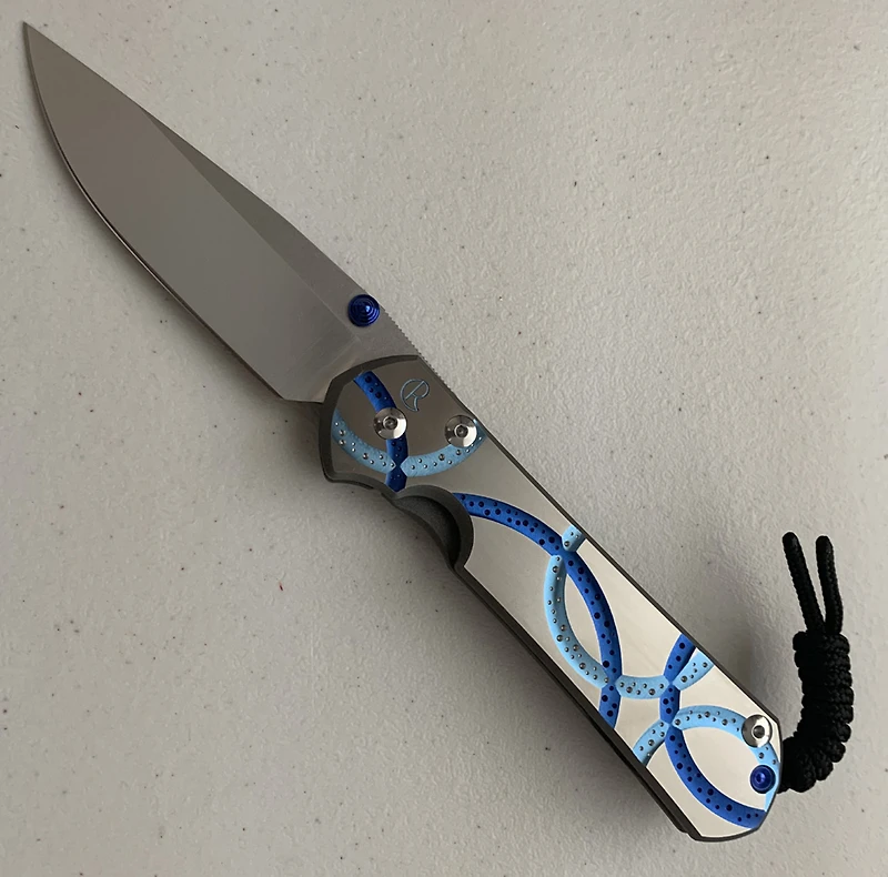 CRK Large Sebenza 31 Manual Knife (Unique Design B1) [3.61" Plain Stonewash] Drop Point