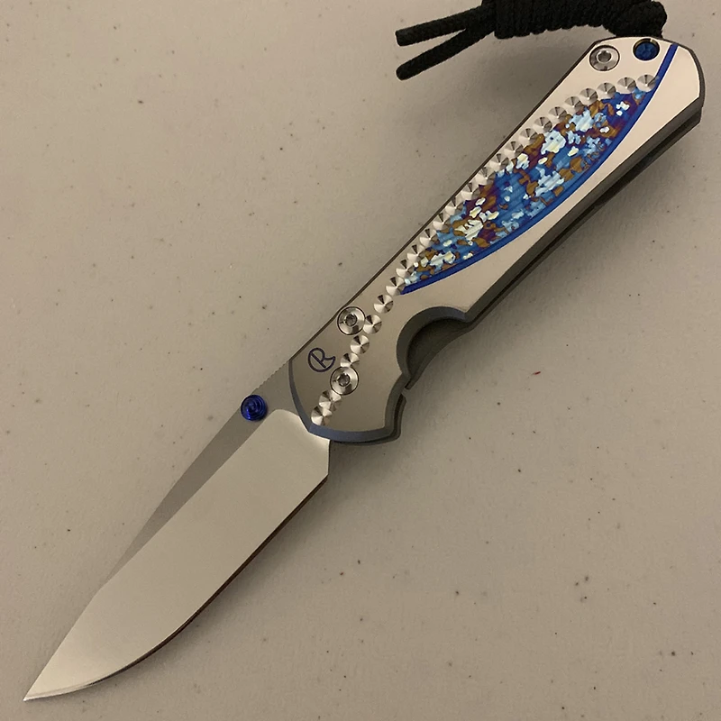 CRK Small Sebenza 31 Manual Knife (Unique Design A1) [2.99" Plain Stonewash] Drop Point