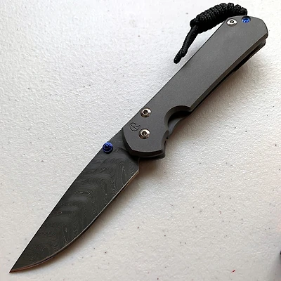 CRK Small Sebenza 31 Manual Knife (Plain Handle) [Boomerang Damascus 2.99" Plain] Drop Point
